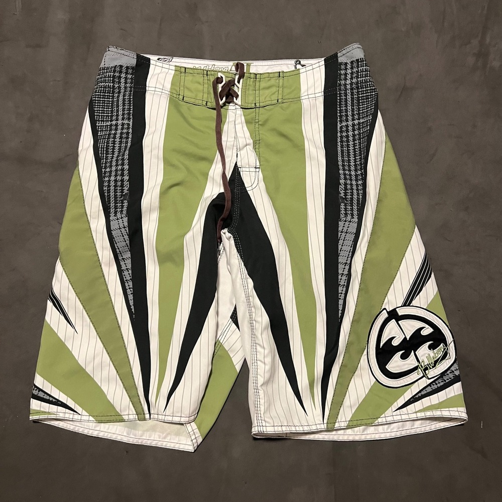 Vintage Billabong Andy Irons Signature Samurai Board Shorts Mens 34 Green
